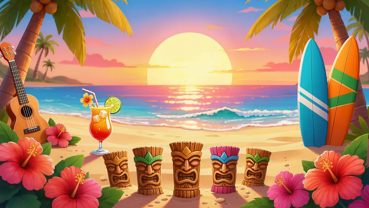 Hawaiian Dreamの南国のリールと夕焼け